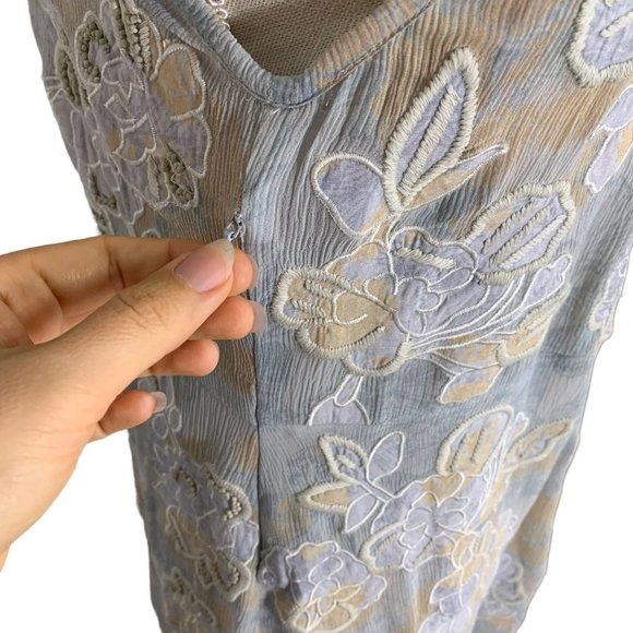 Sundance Moonshadow Silk Chiffon Embroidered Beaded Sleeveless Dress Petite Medi - Picture 5 of 12